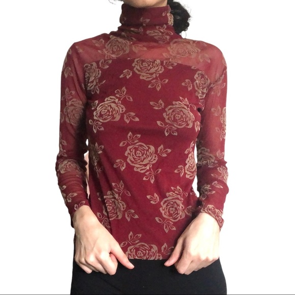 Sparkly Long-sleeve Mesh Rose top - Picture 2 of 12